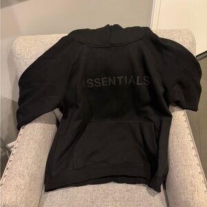 Essentials Fear Of God Black Hoodie Sweatshirt with Logo-Size XL